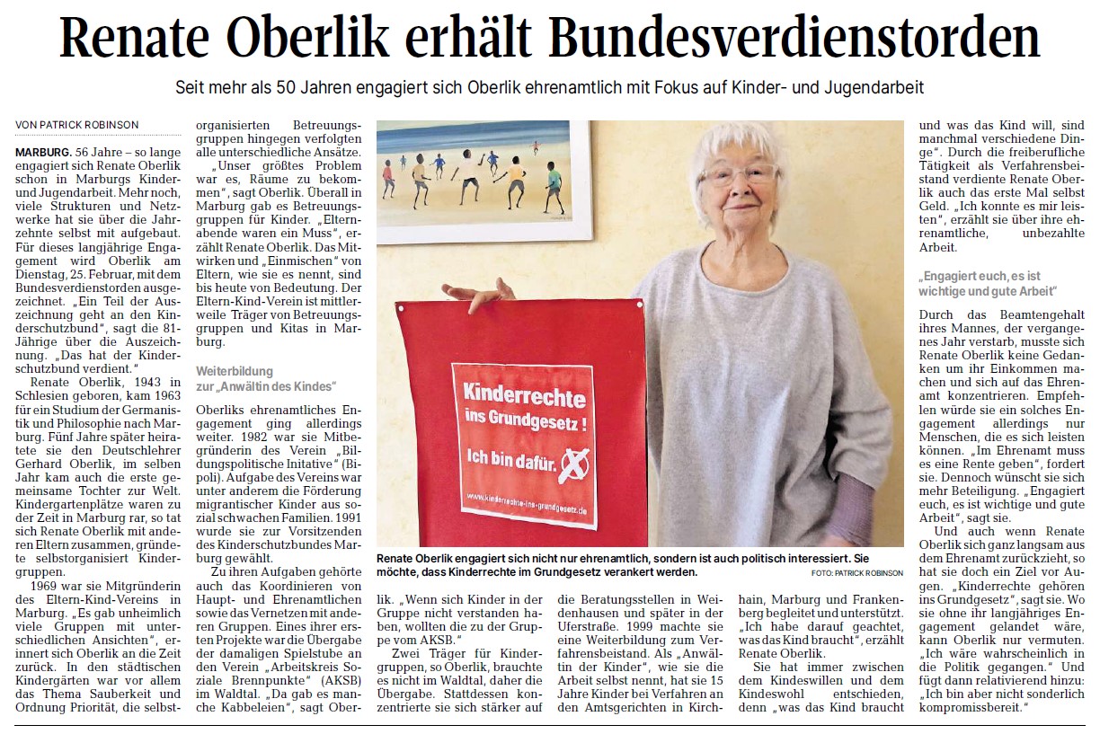 Bundesverdienstkreuz op Artikel Renate